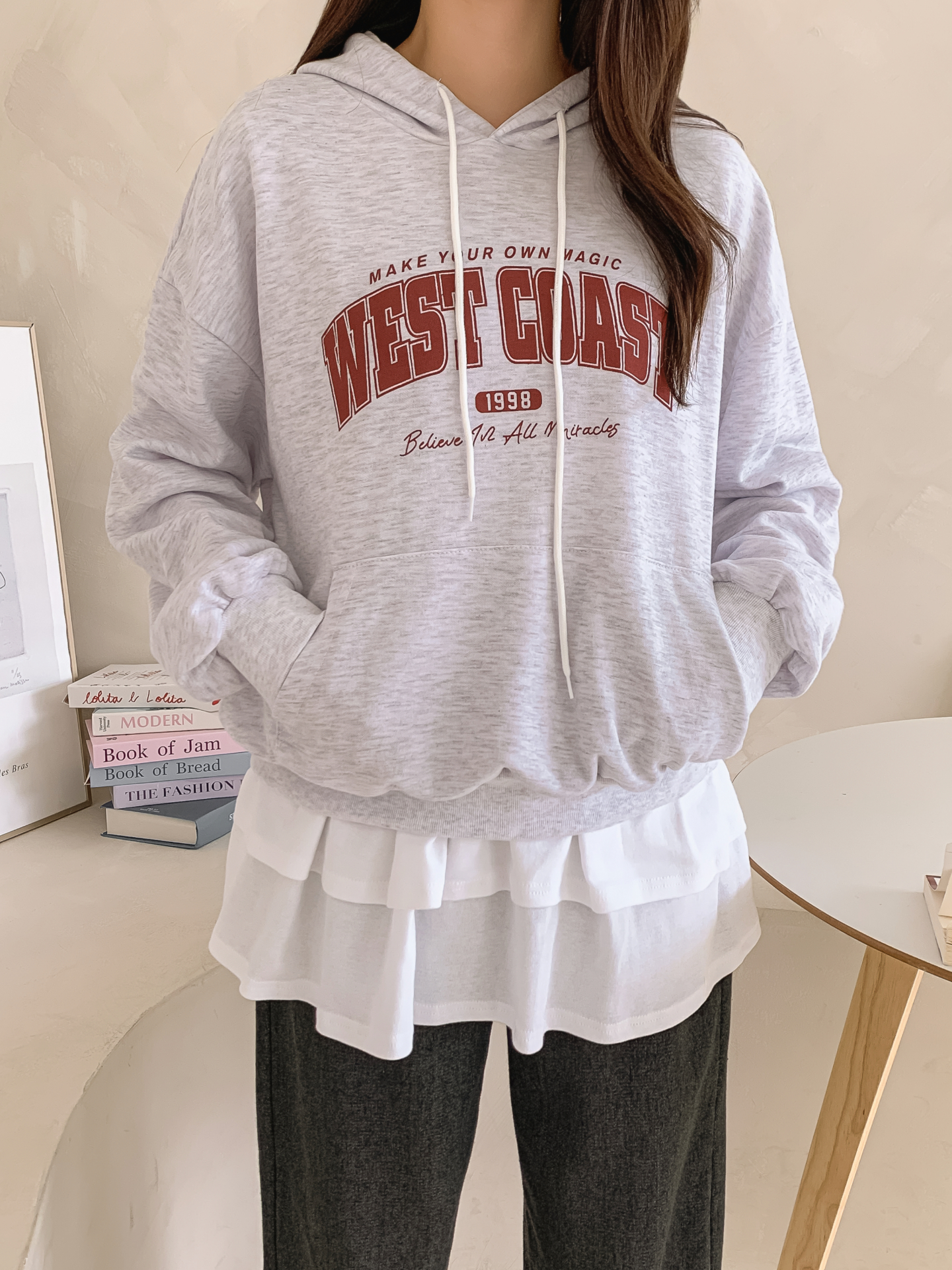フードドローストリングポケットプリントTシャツ | 詳細画像11