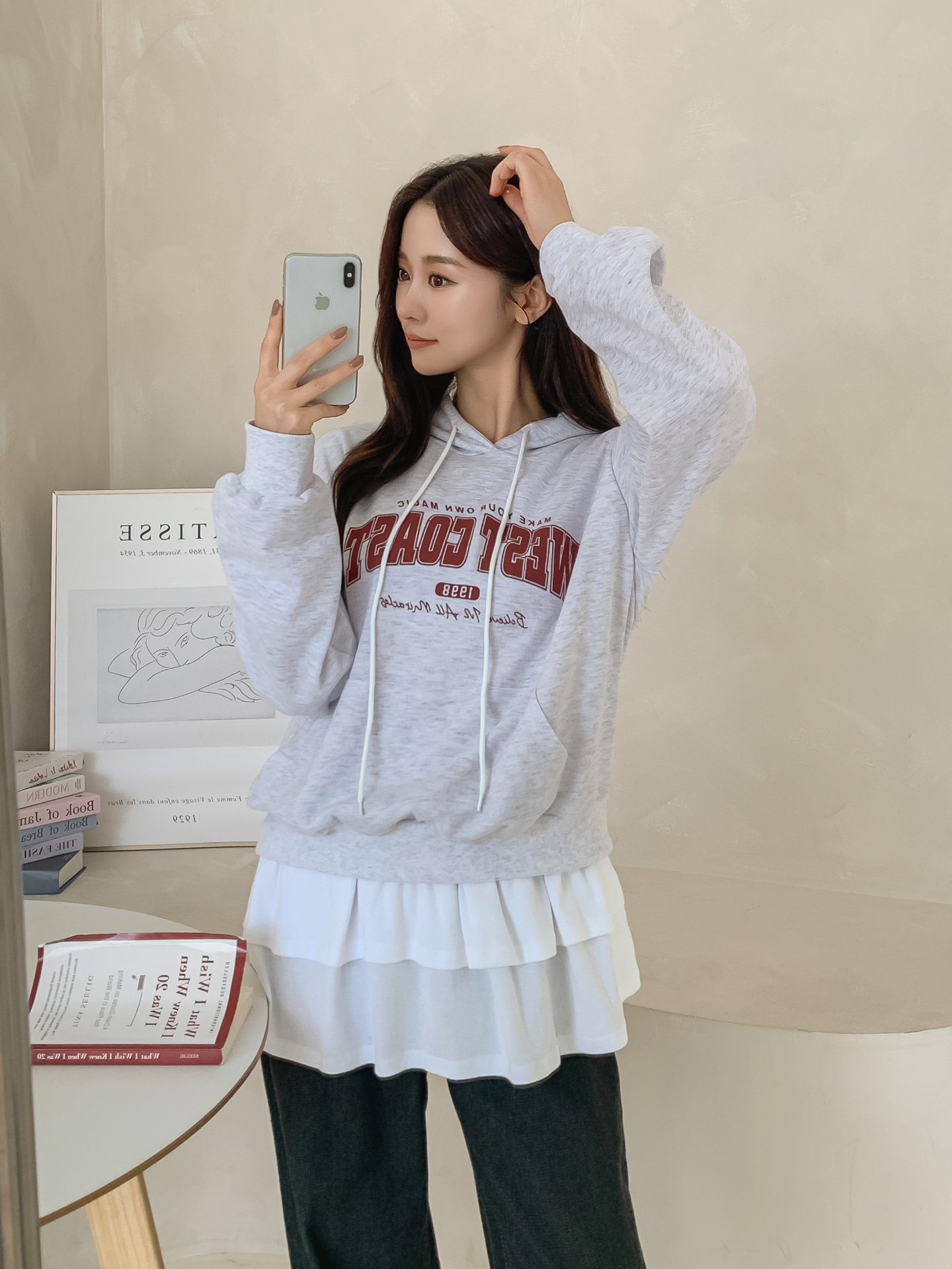 フードドローストリングポケットプリントTシャツ | 詳細画像16