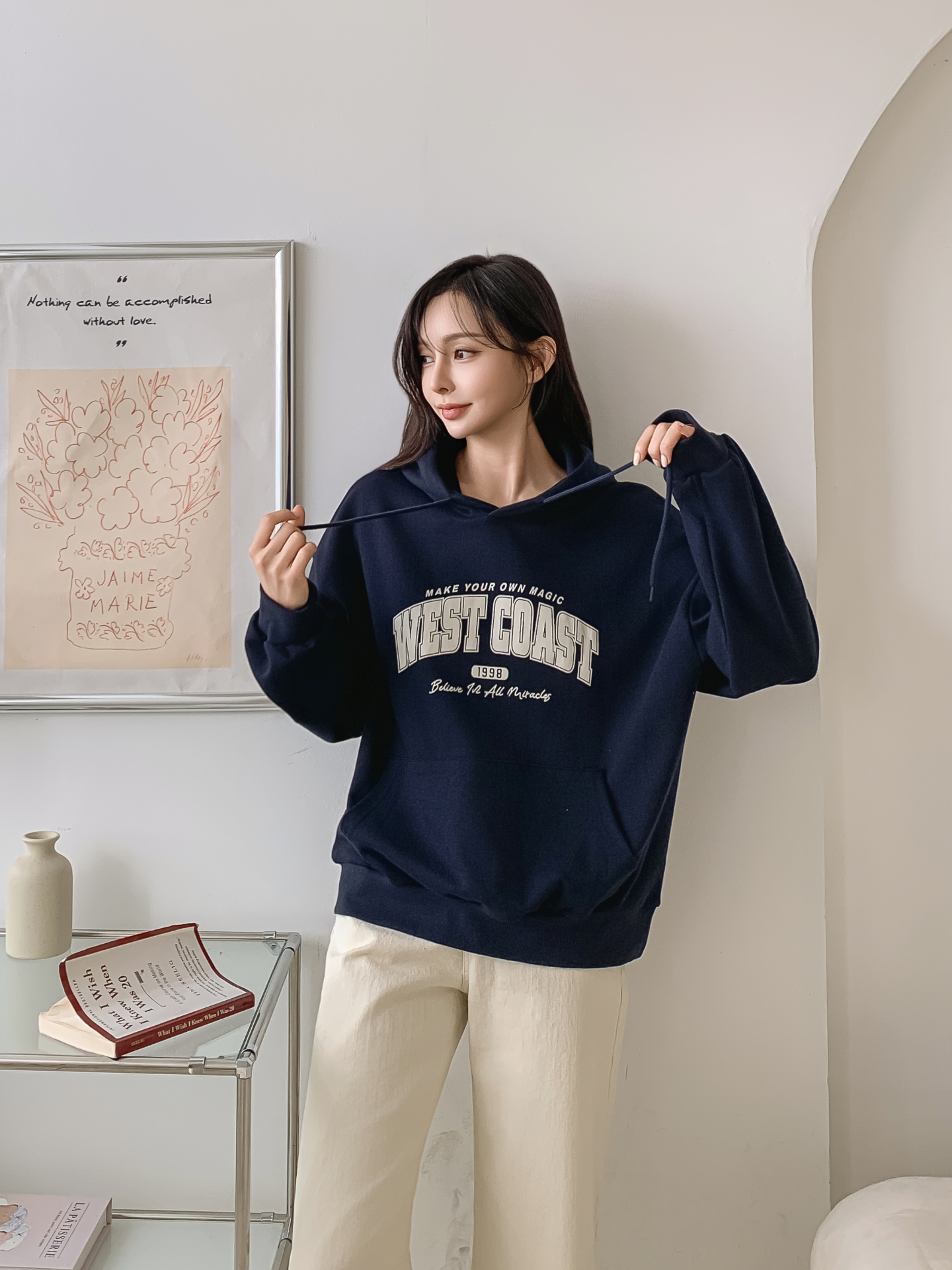 フードドローストリングポケットプリントTシャツ | 詳細画像28