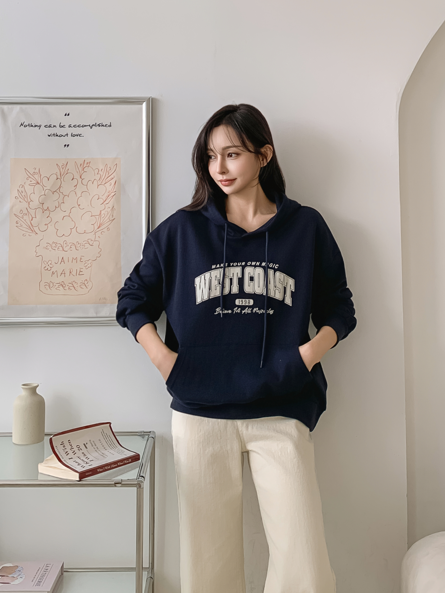 フードドローストリングポケットプリントTシャツ | 詳細画像21