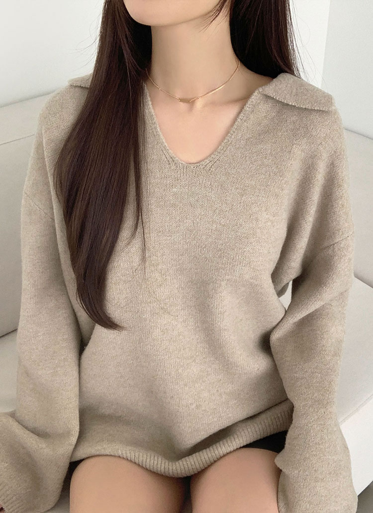 カラーVネックルーズ長袖ニット | レディースファッション通販 - DHOLIC