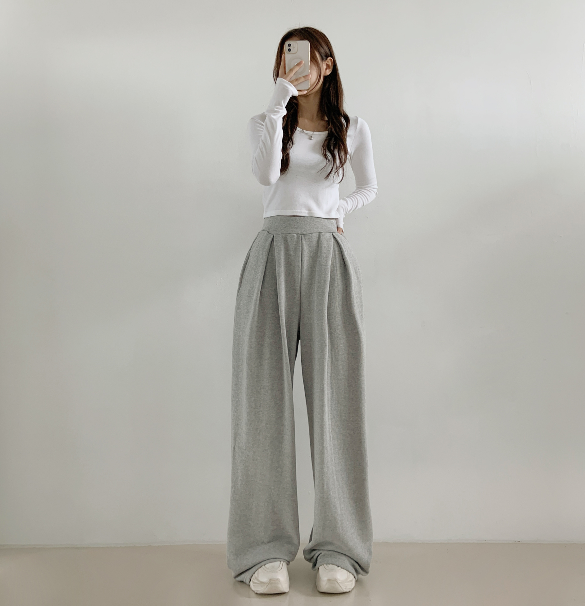 ピンタックハイウエストウエストゴムロングワイドパンツ | 詳細画像6