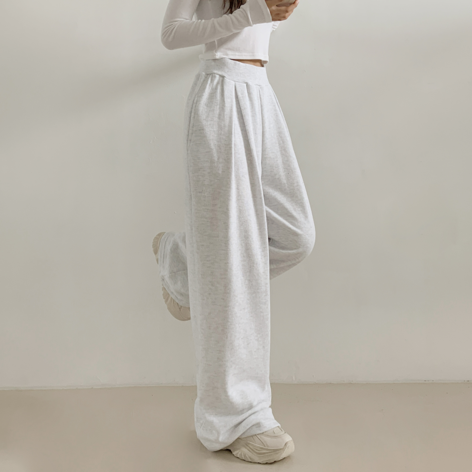 ピンタックハイウエストウエストゴムロングワイドパンツ | レディース
