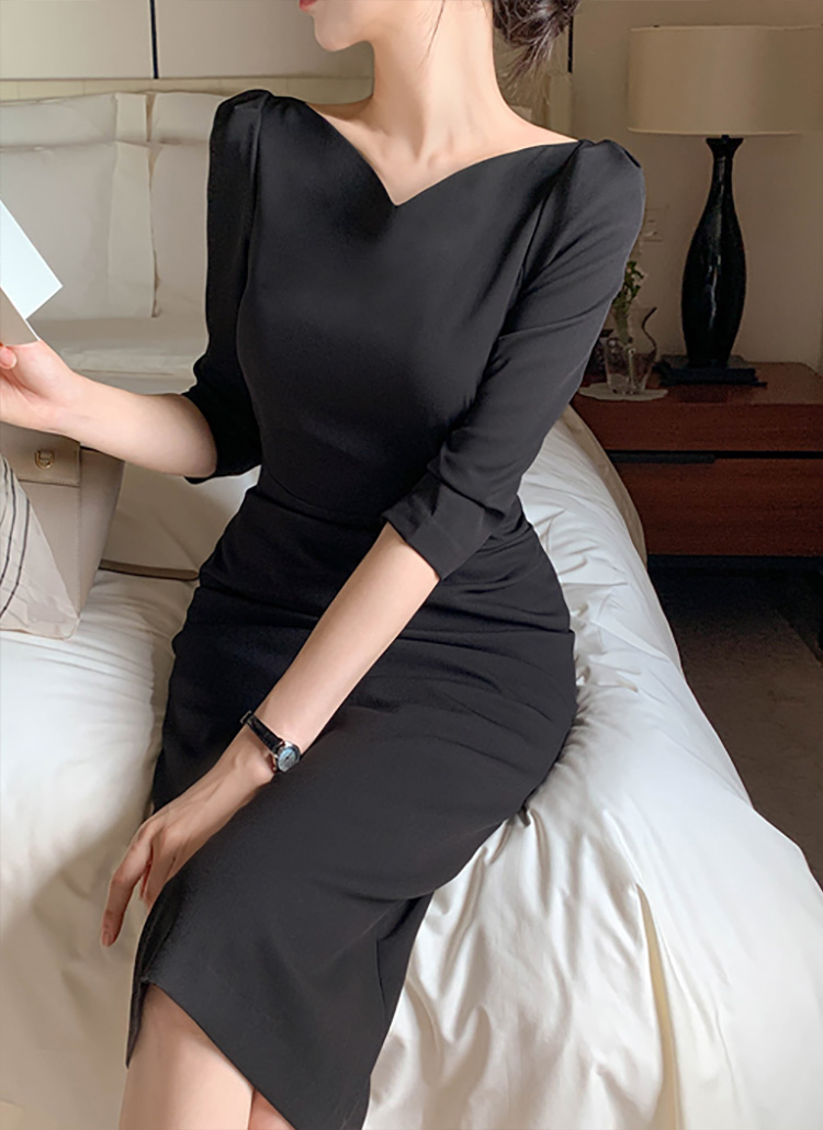 45R ハケ目シャンブレーワンピース ギャザー　パフスリーブ　ワイドシルエット 45R ハケ目シャンブレーワンピース ギャザー パフスリーブ