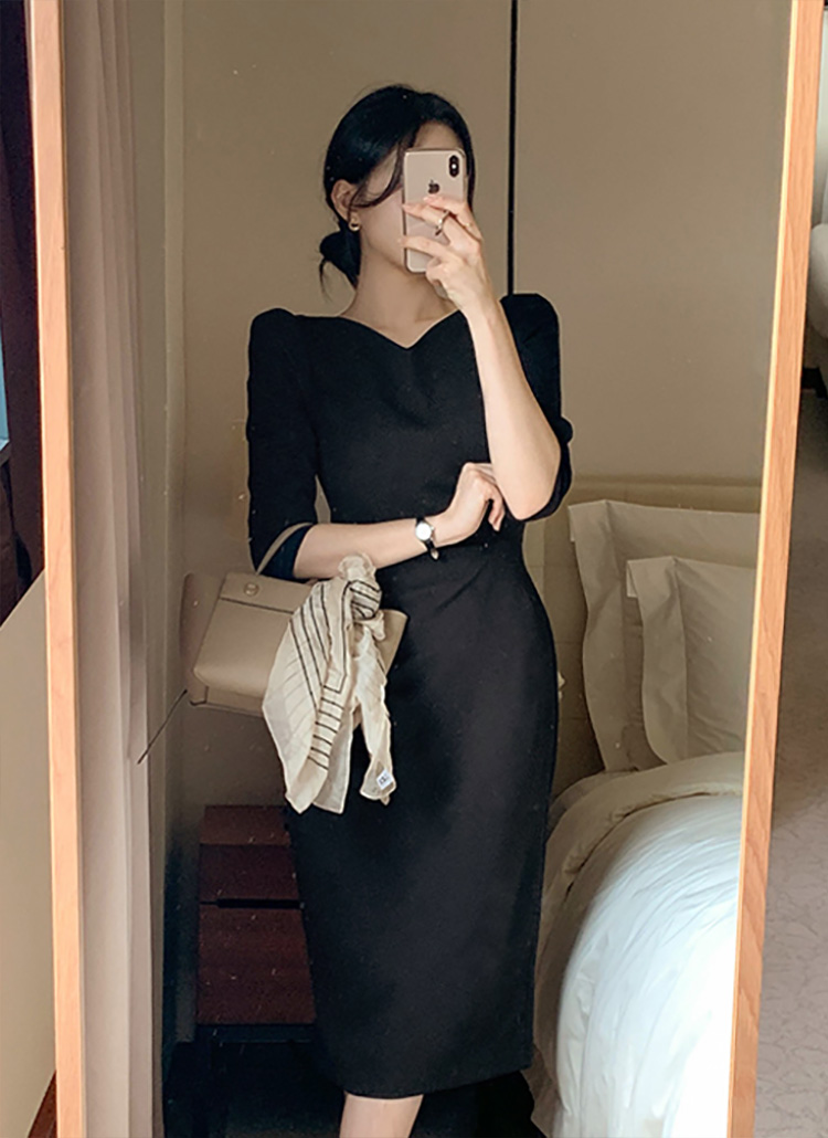 選べる丈]パフスリーブ7分袖ギャザーワンピース | レディース