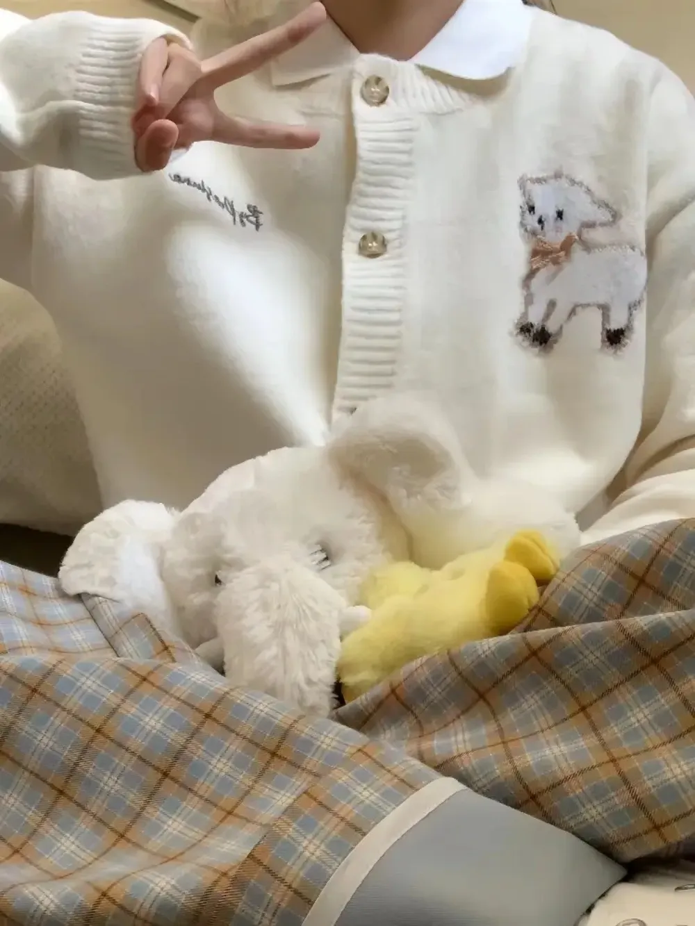 長袖刺繍ニットカーディガン | 詳細画像1