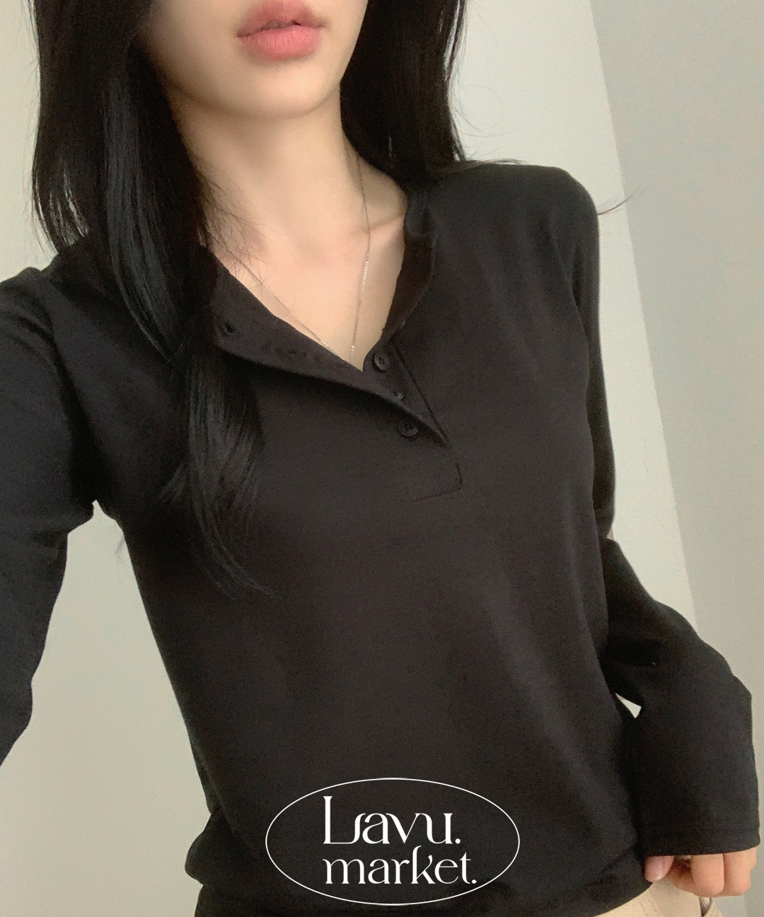 ヘンリーネック長袖ボタンTシャツ | レディースファッション通販 - DHOLIC
