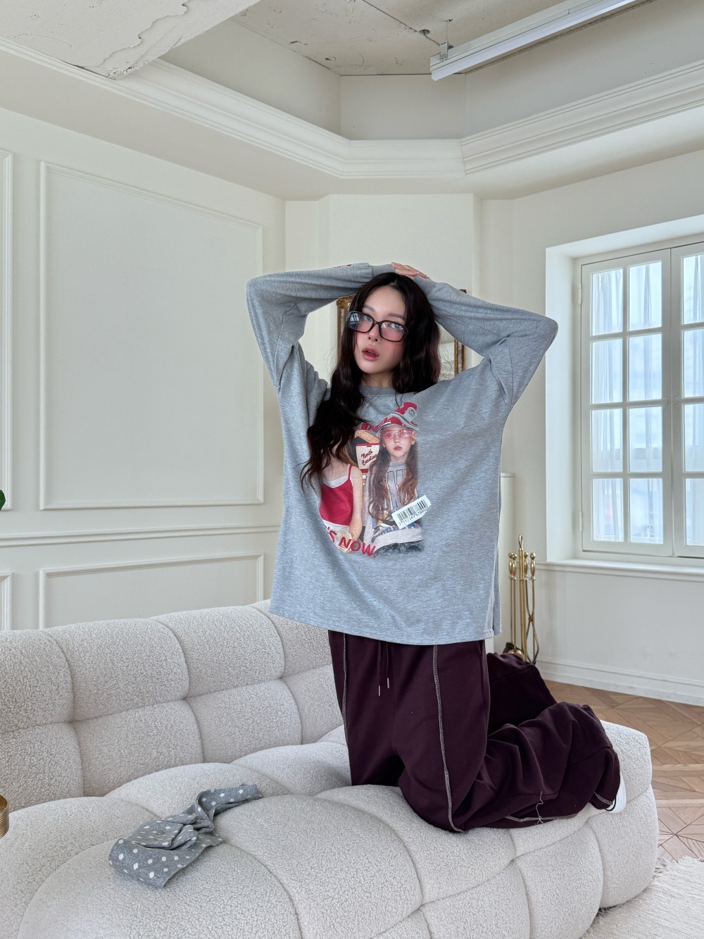 スリットオーバーサイズ長袖プリントTシャツ | 詳細画像9