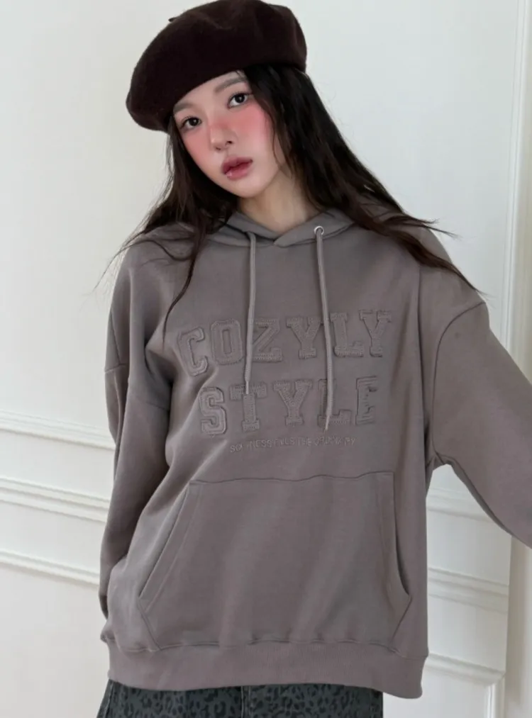 フードパッチオーバーサイズ刺繍長袖Tシャツ | 詳細画像1
