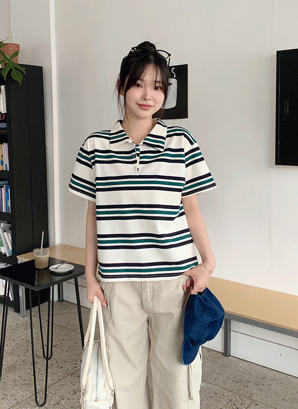 playhour ボーダーTシャツ カラーボタンボーダーTシャツ | レディースファッション通販 - DHOLIC