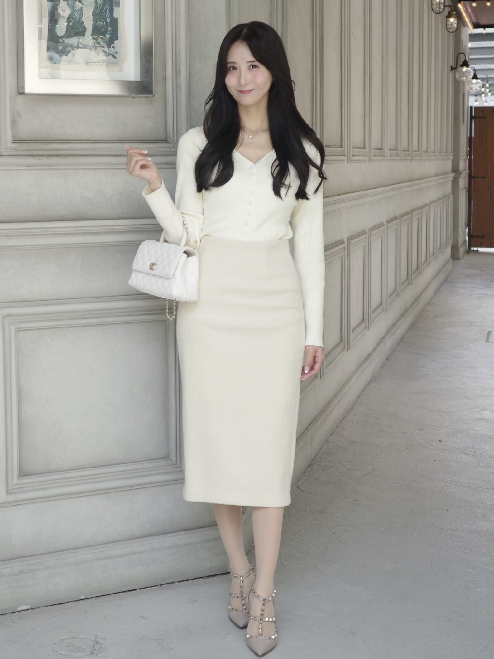 Vネックスリムリブニットカーディガン | 詳細画像9