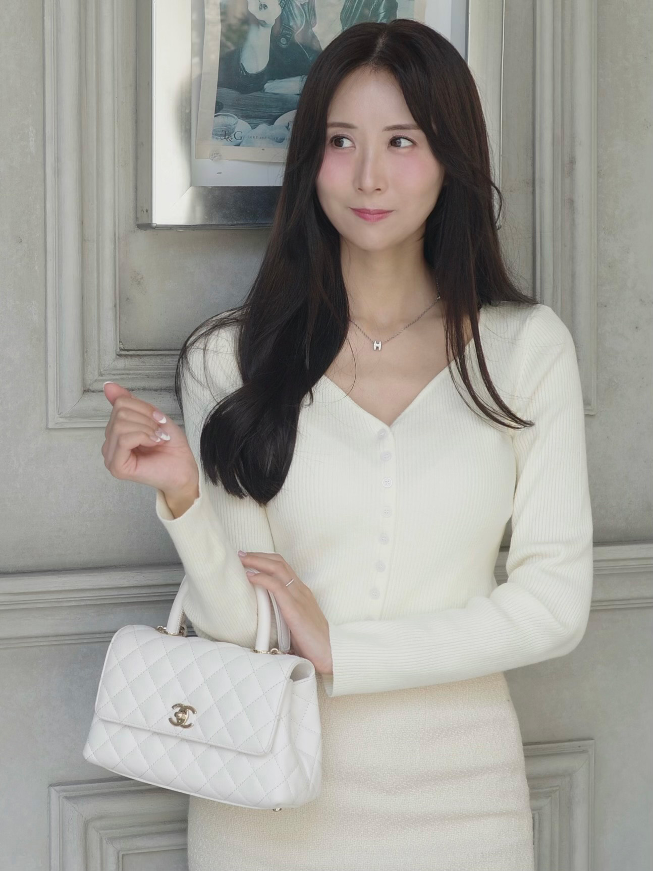 Vネックスリムリブニットカーディガン | 詳細画像3