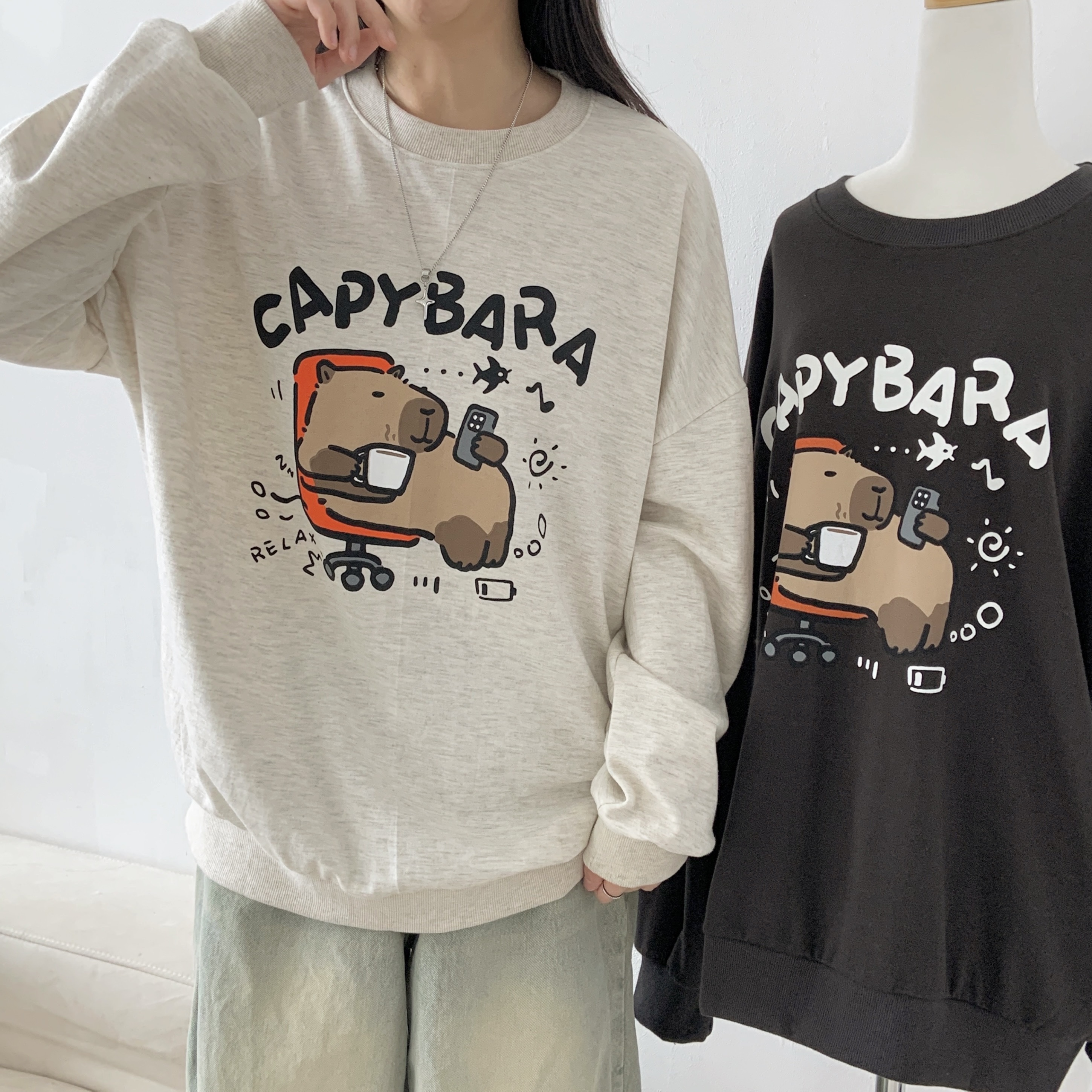 ラウンドネックボクシー長袖プリントスウェット | 詳細画像8