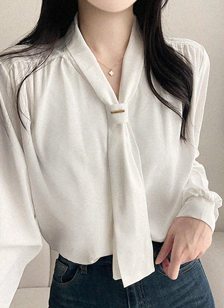 長袖ボウタイギャザーブラウス | レディースファッション通販