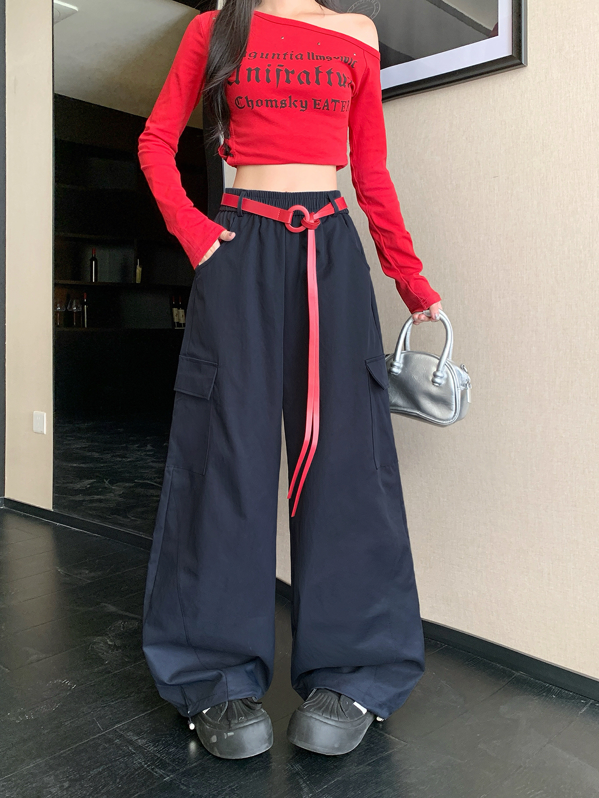 ドローストリングウエストゴムバルーンカーゴワイドパンツ | 詳細画像12
