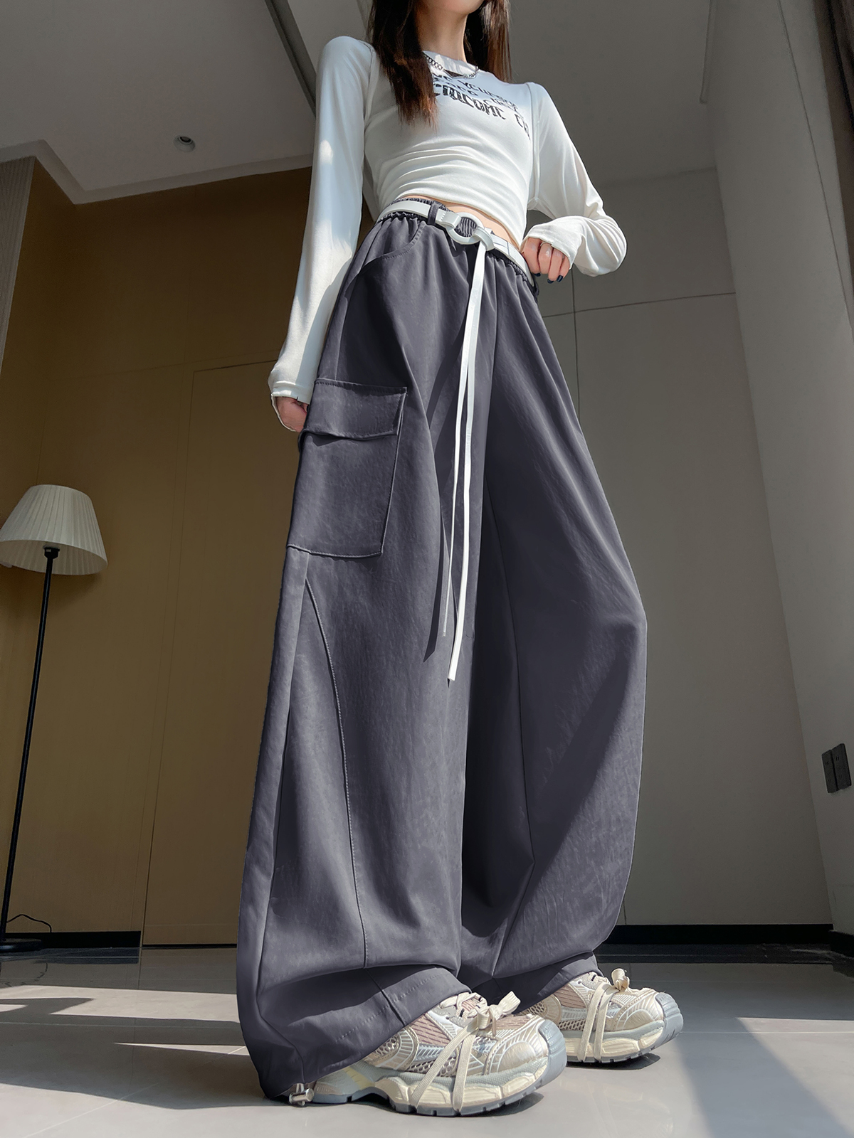 ドローストリングウエストゴムバルーンカーゴワイドパンツ | 詳細画像19