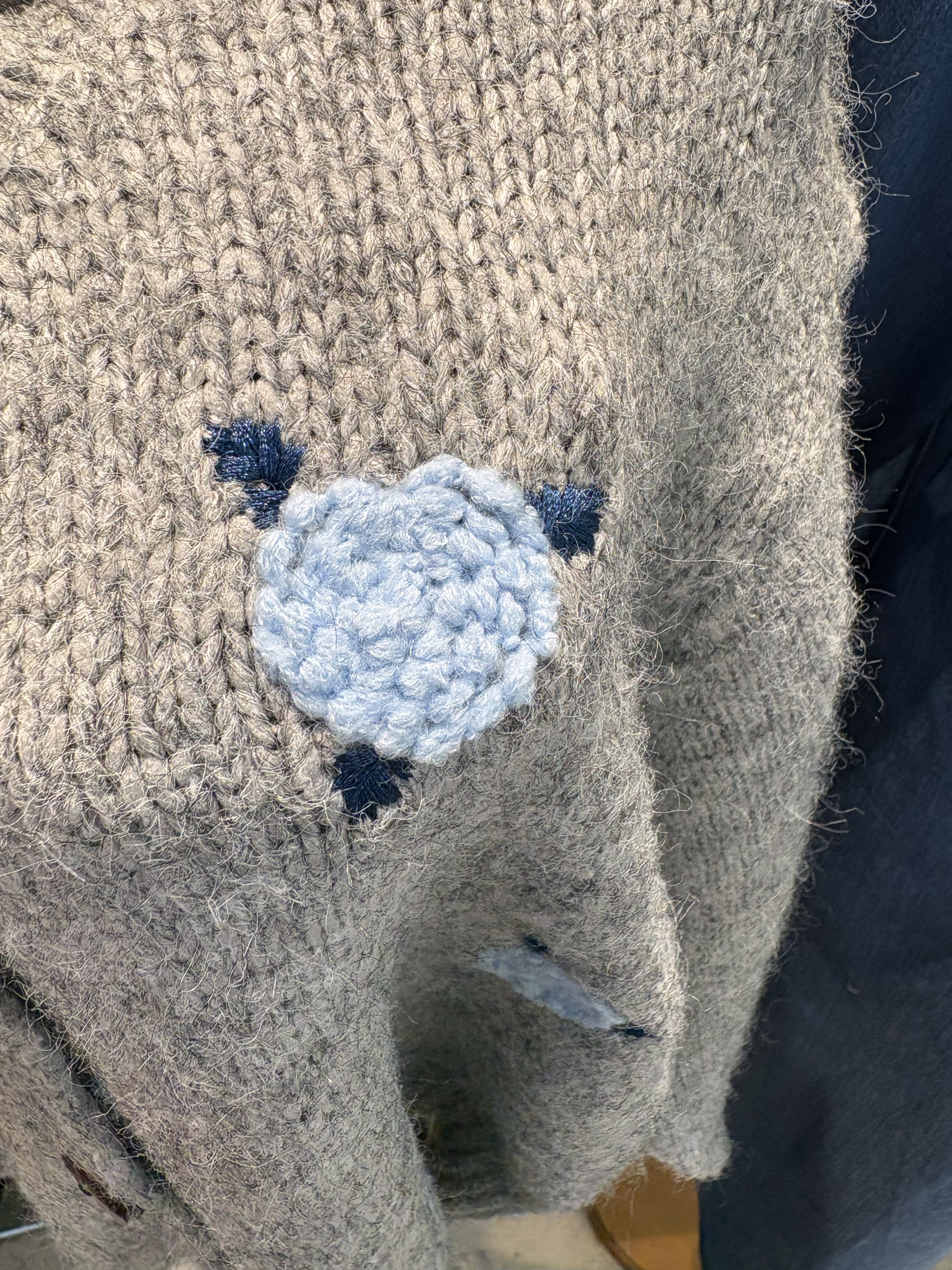 ウール混ラウンドネックトグルボタン刺繍花柄カーディガン | 詳細画像10