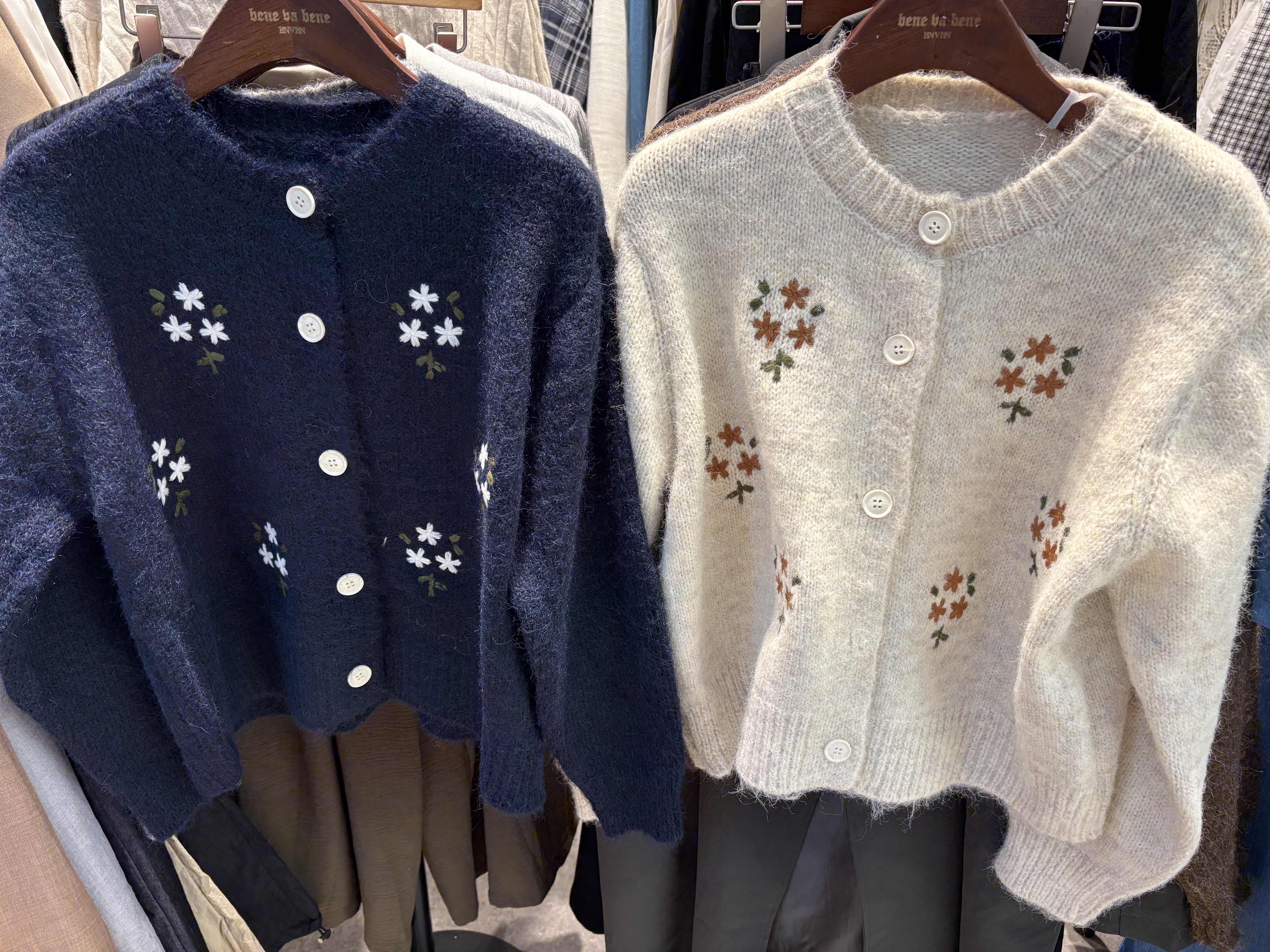 ボタンラウンドネック長袖刺繍花柄カーディガン | 詳細画像12