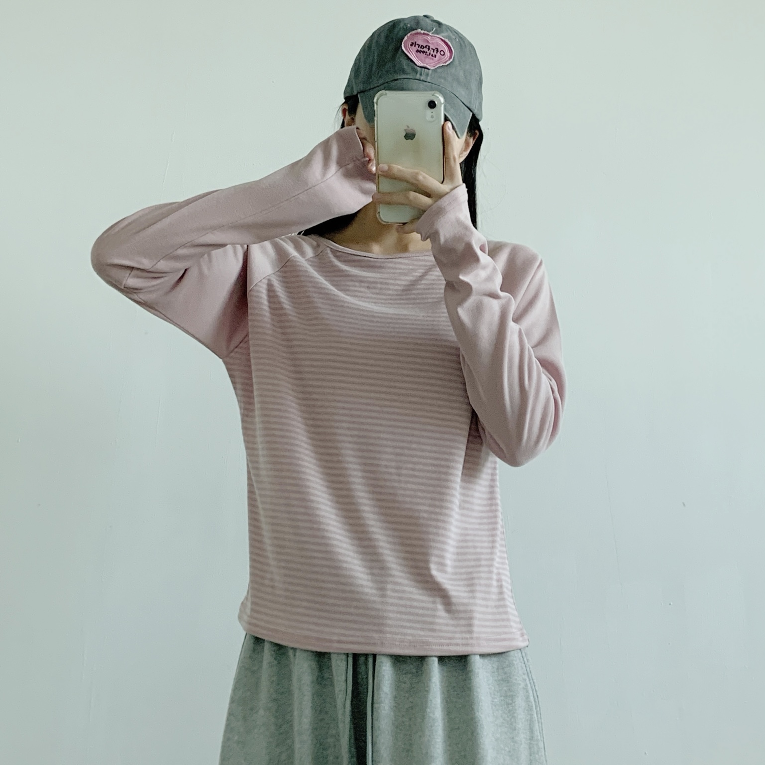 ラウンドネック長袖ボーダー配色Tシャツ | 詳細画像9