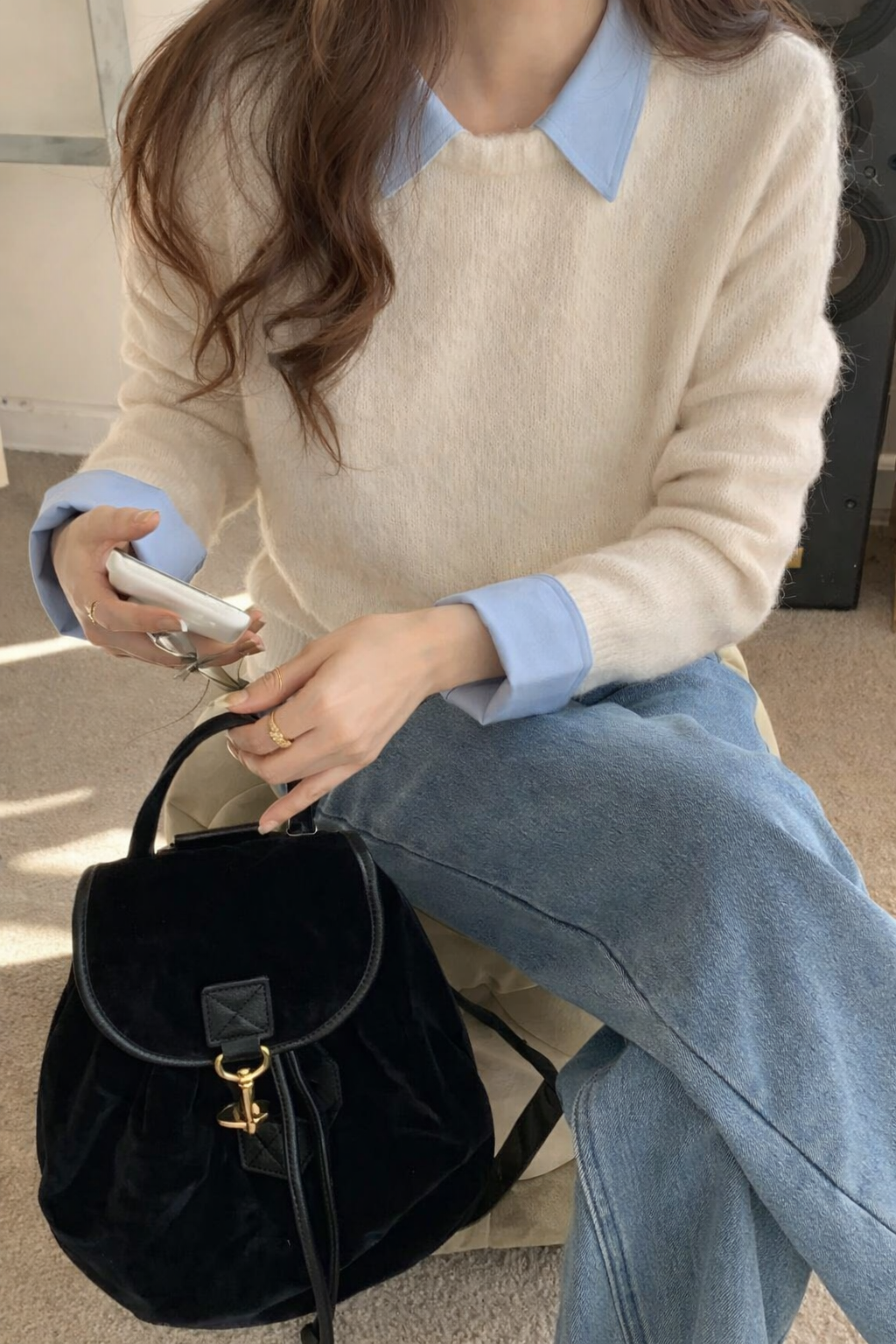 カラーラウンドネックレイヤード風カラーニット | 詳細画像2