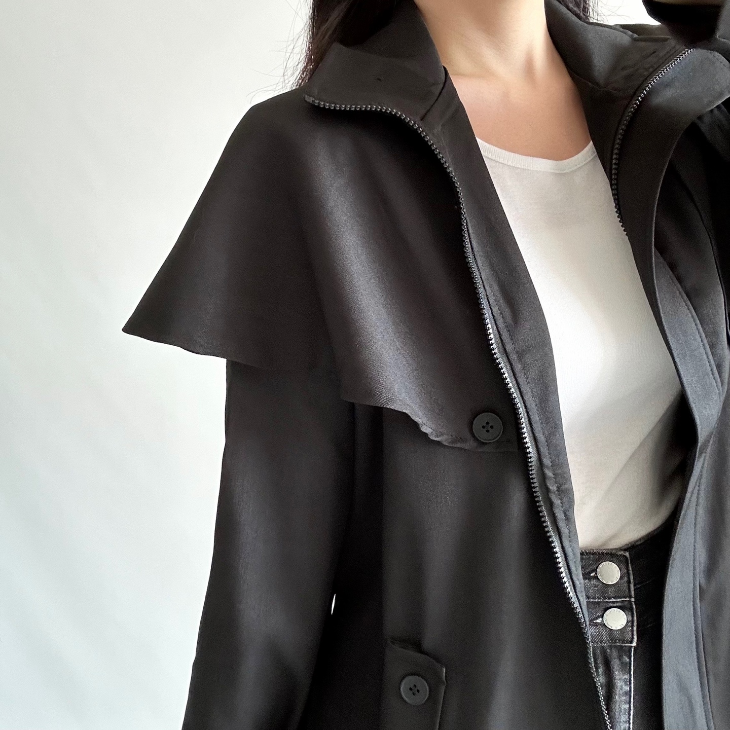 ボタンジップアップベルトハイネックコート | 詳細画像9