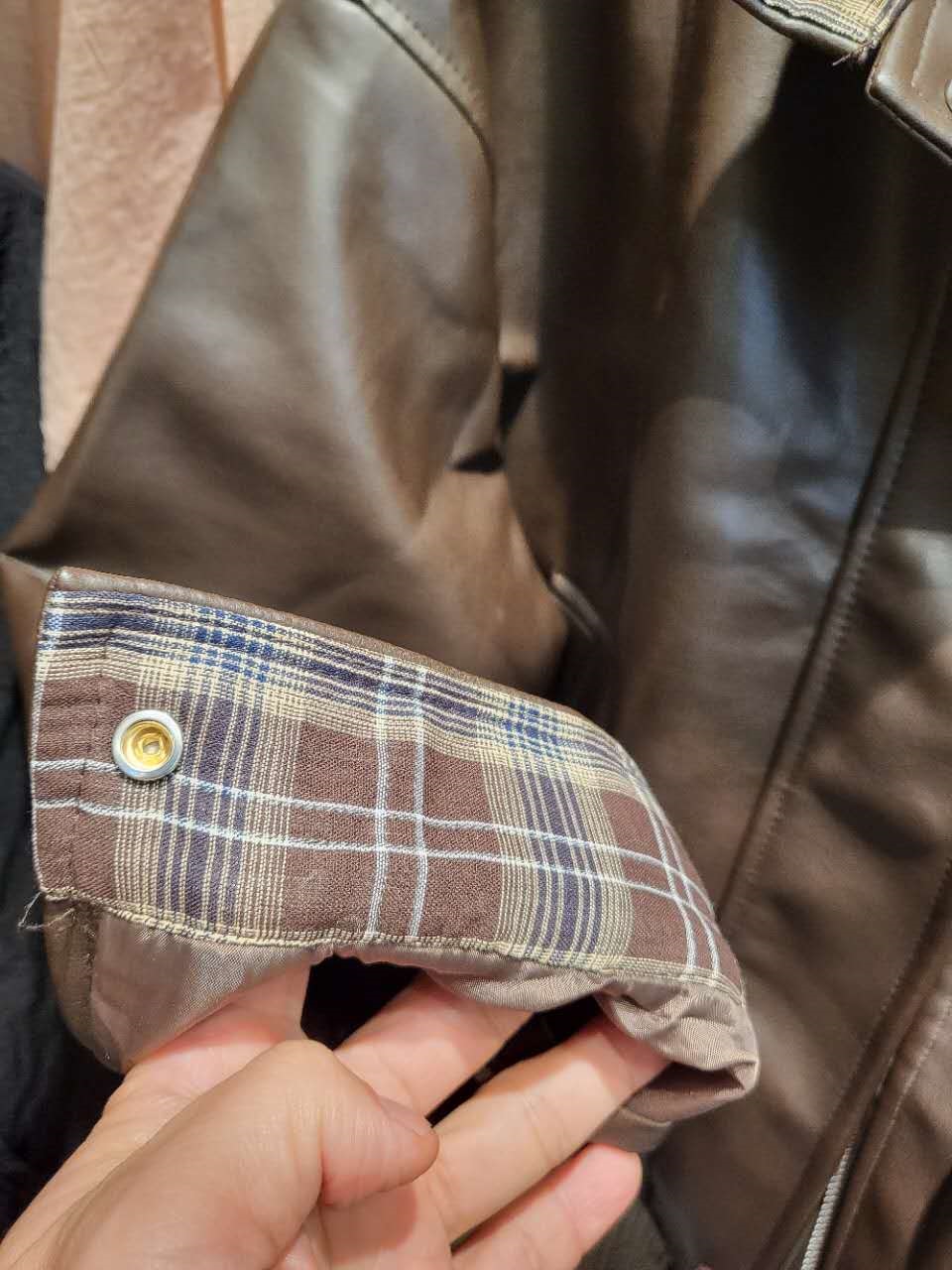 レザー調ジップアップオーバーサイズチェックジャンパー | 詳細画像4