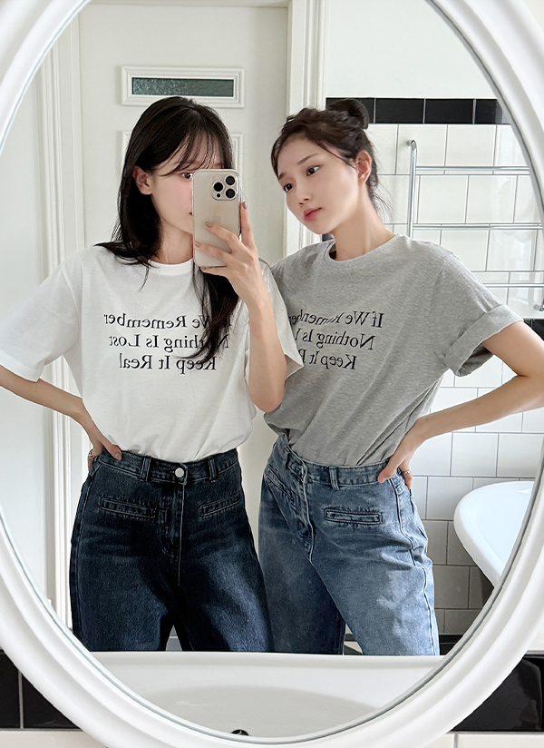 ラウンドネックルーズレタリングTシャツ | レディースファッション通販