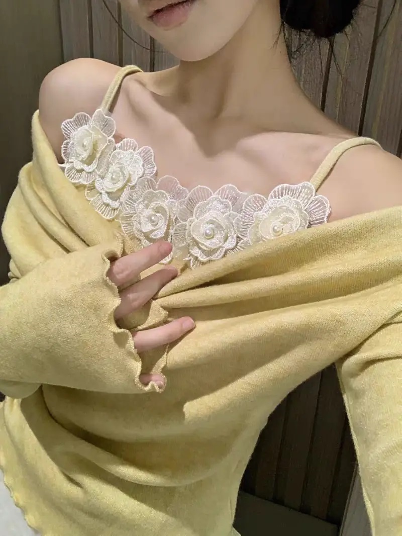 花柄レースドレープレイヤード風長袖Tシャツ | 詳細画像6