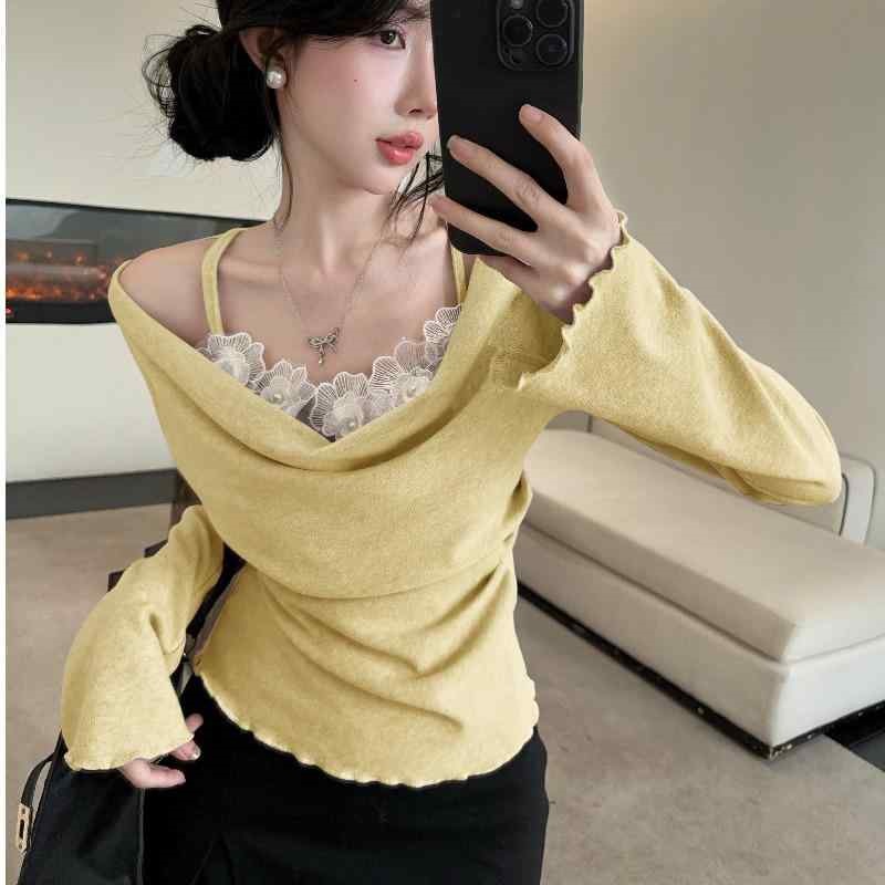 花柄レースドレープレイヤード風長袖Tシャツ | 詳細画像9