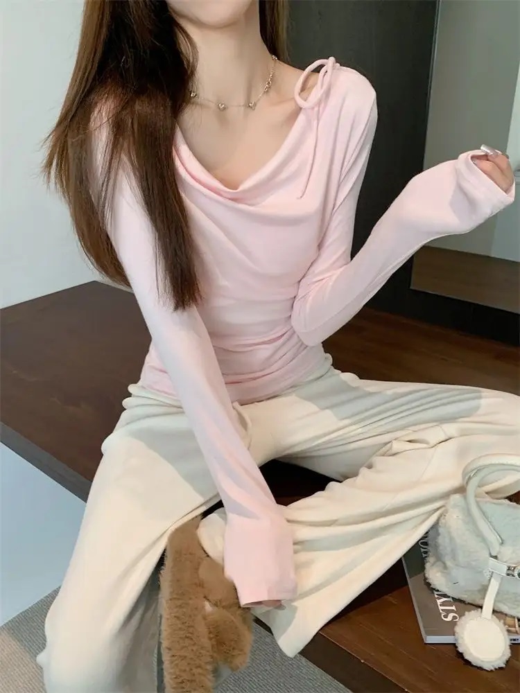 ドレープドローストリングスリム長袖Tシャツ | 詳細画像6