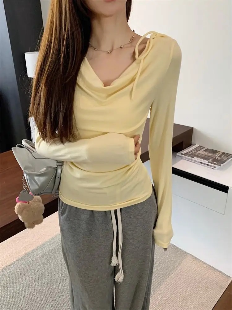 ドレープドローストリングスリム長袖Tシャツ | 詳細画像9