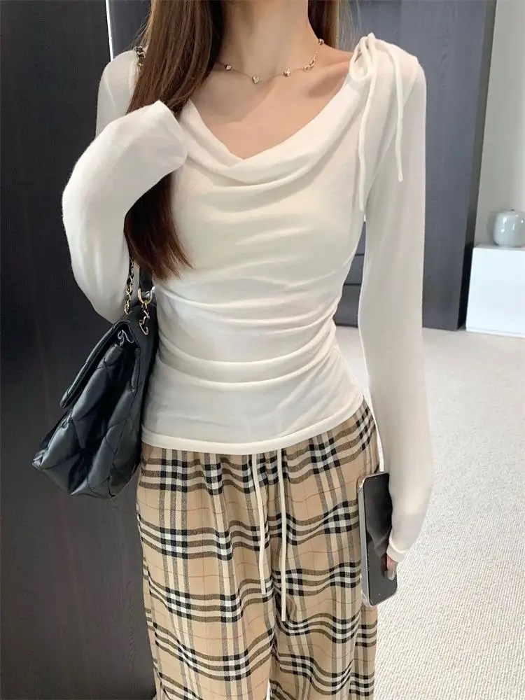 ドレープドローストリングスリム長袖Tシャツ | 詳細画像12