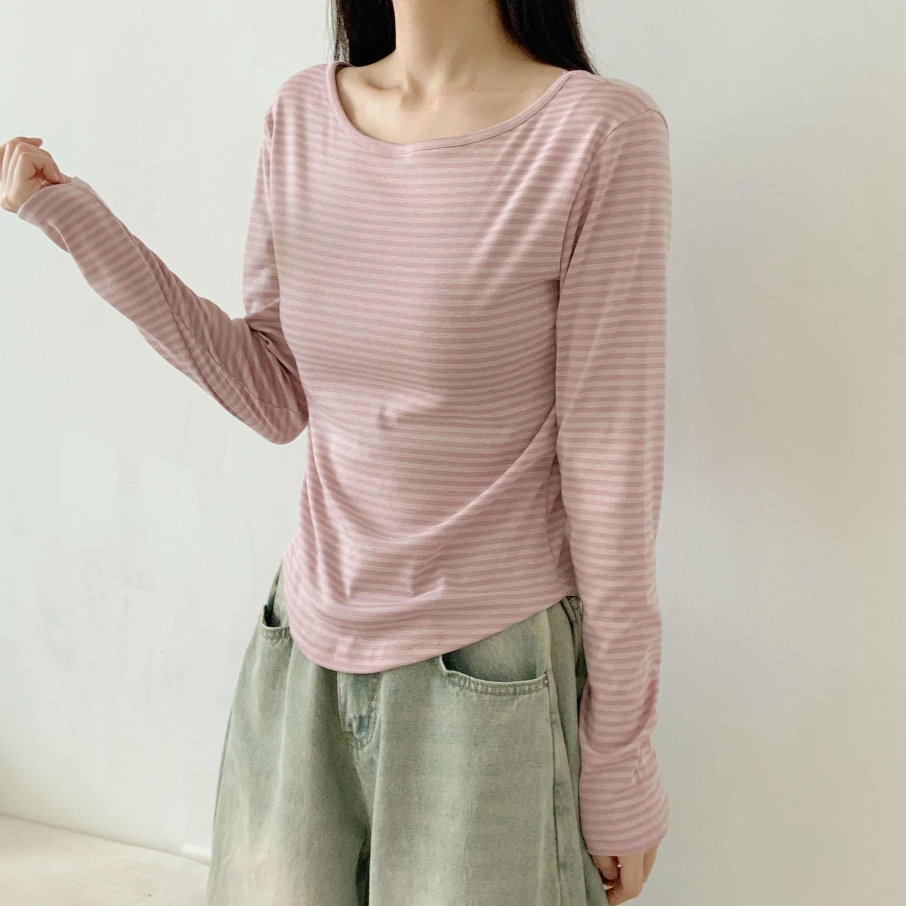 ボートネック長袖ボーダーTシャツ | 詳細画像12