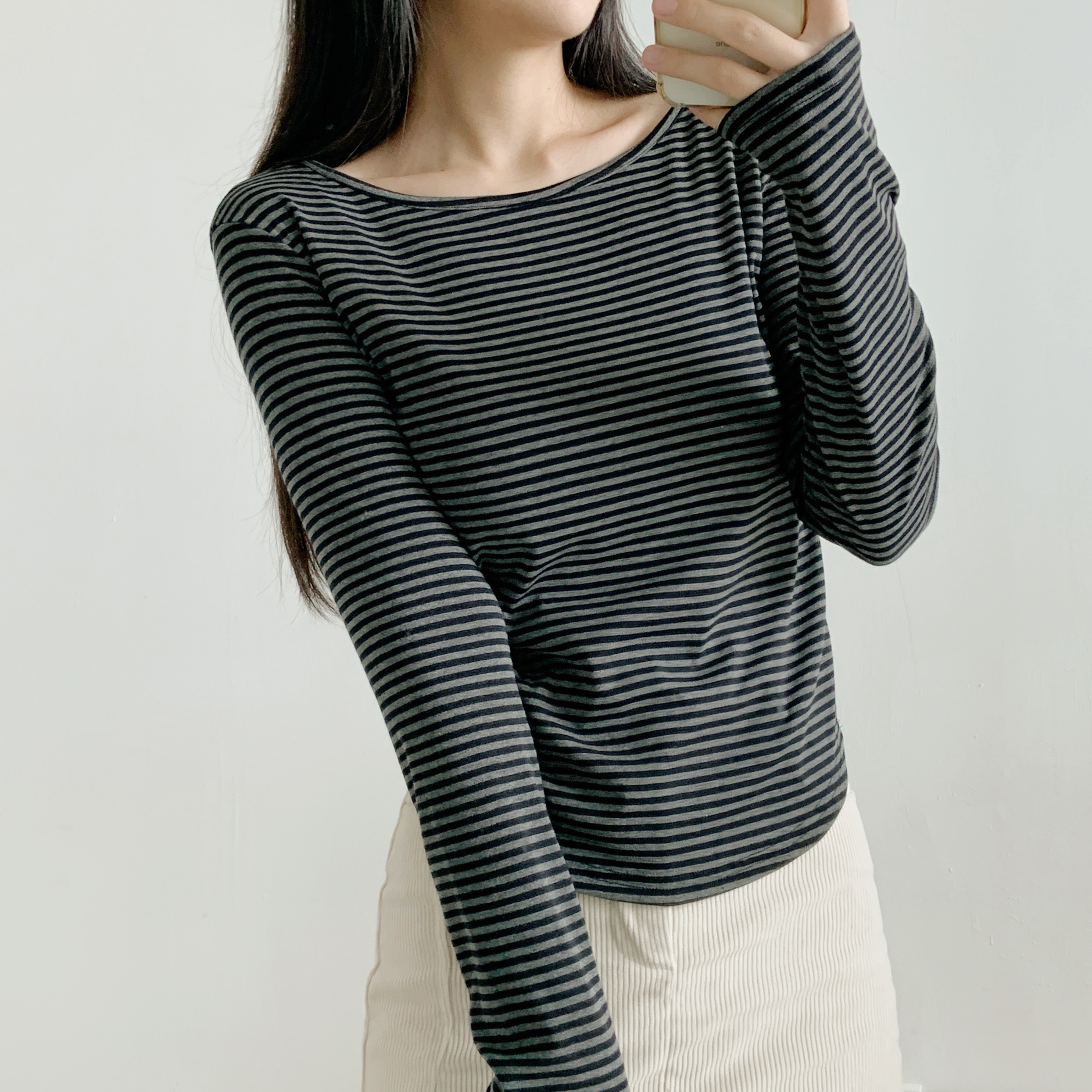 ボートネック長袖ボーダーTシャツ | 詳細画像7