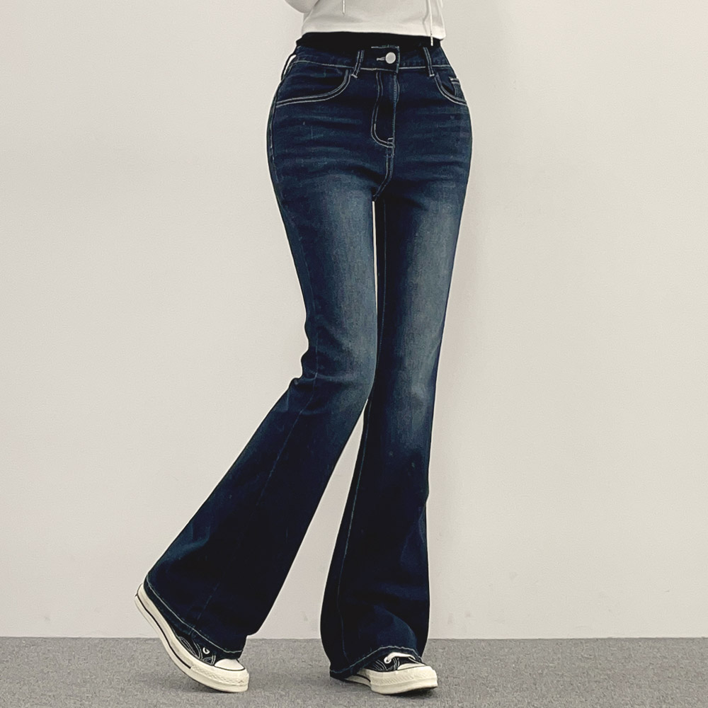 選べる丈]ウォッシング骨盤パッドブーツカットライトブルーデニム