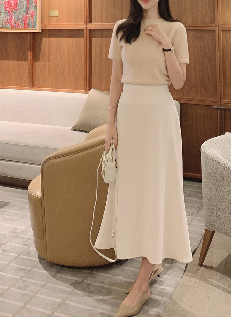 バックゴムロングジップアップスリムフレアスカート | レディース