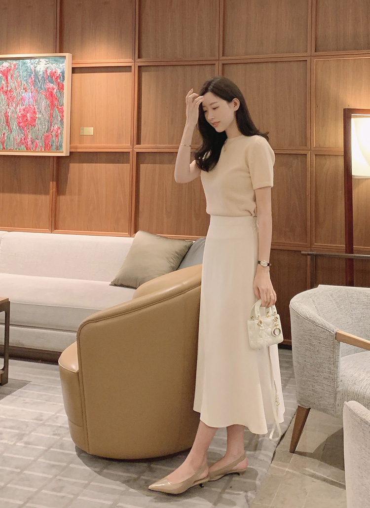 バックゴムロングジップアップスリムフレアスカート | レディース