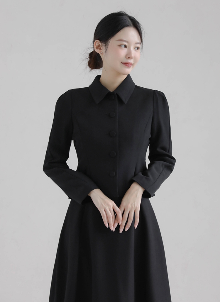 パフスリーブ長袖カラーボタンスリムジャケット | レディース