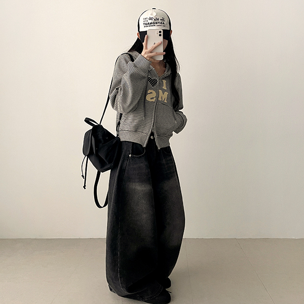 ダブルジップボーダープリントジップパーカー | レディース