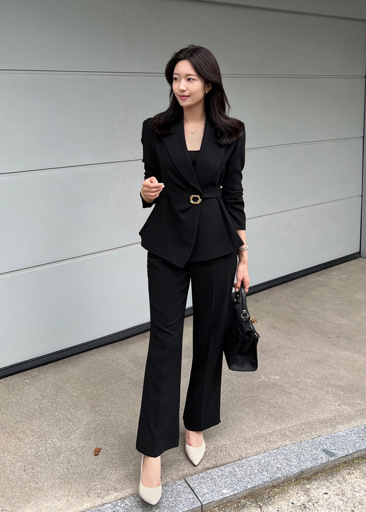 ボタンジップアップカラー長袖ワイドセットアップパンツジャケット