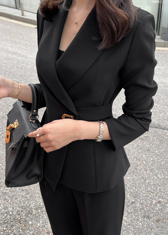 ボタンジップアップカラー長袖ワイドセットアップパンツジャケット