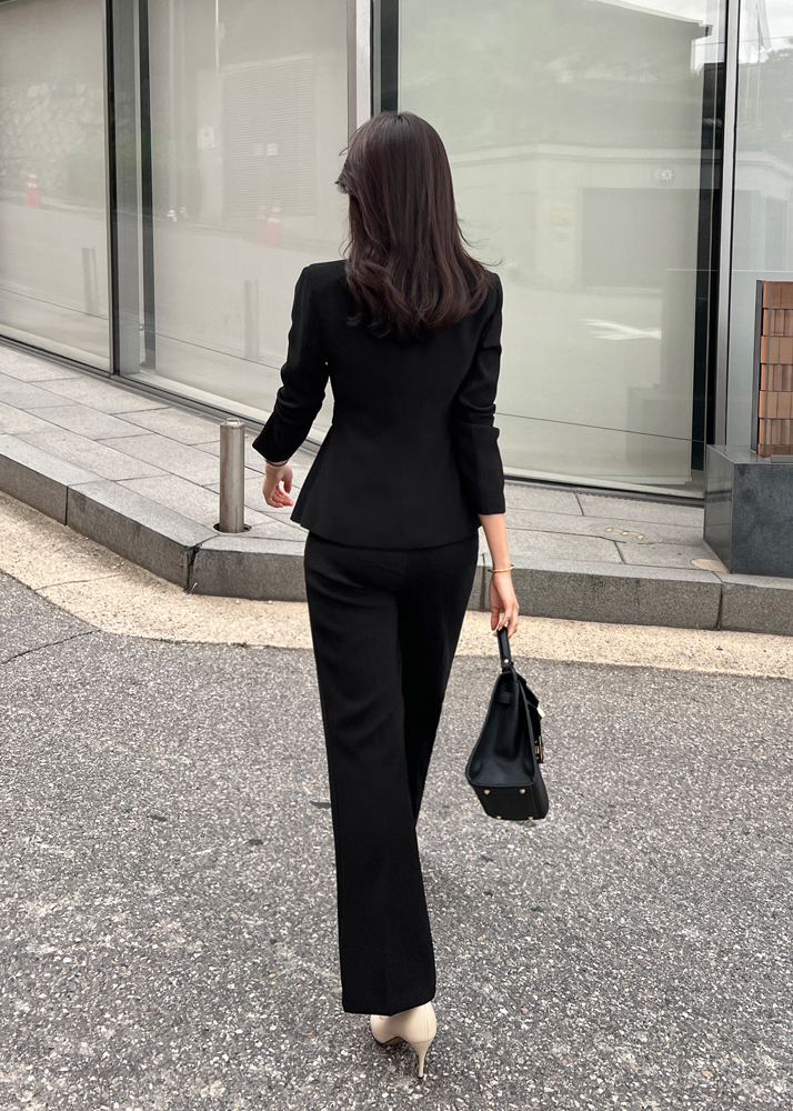 ボタンジップアップカラー長袖ワイドセットアップパンツジャケット