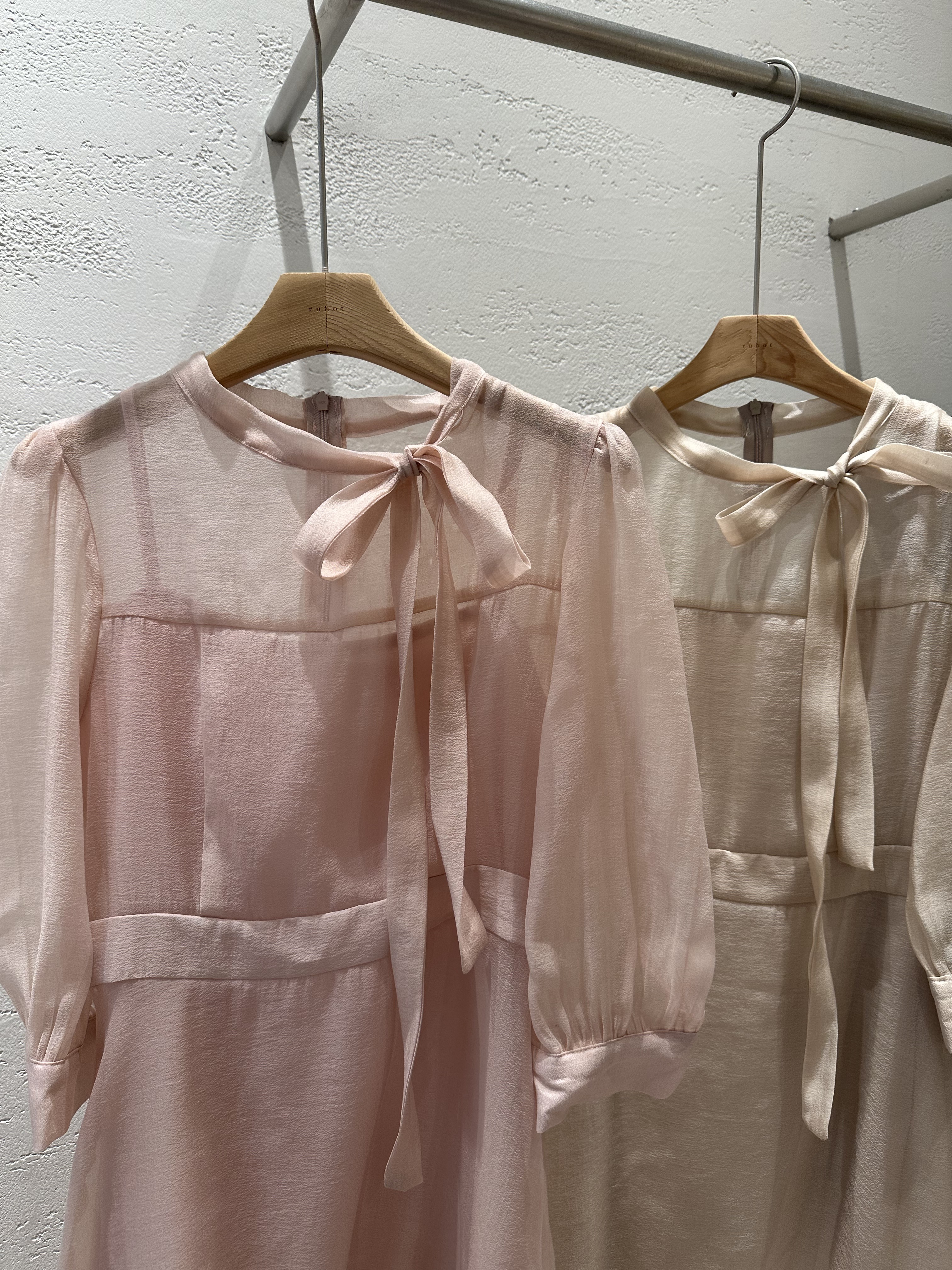 シフォンシースルーボウタイ7分袖Aラインワンピース | 詳細画像19