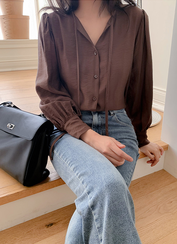 リボンパフスリーブブラウス | レディースファッション通販 - DHOLIC