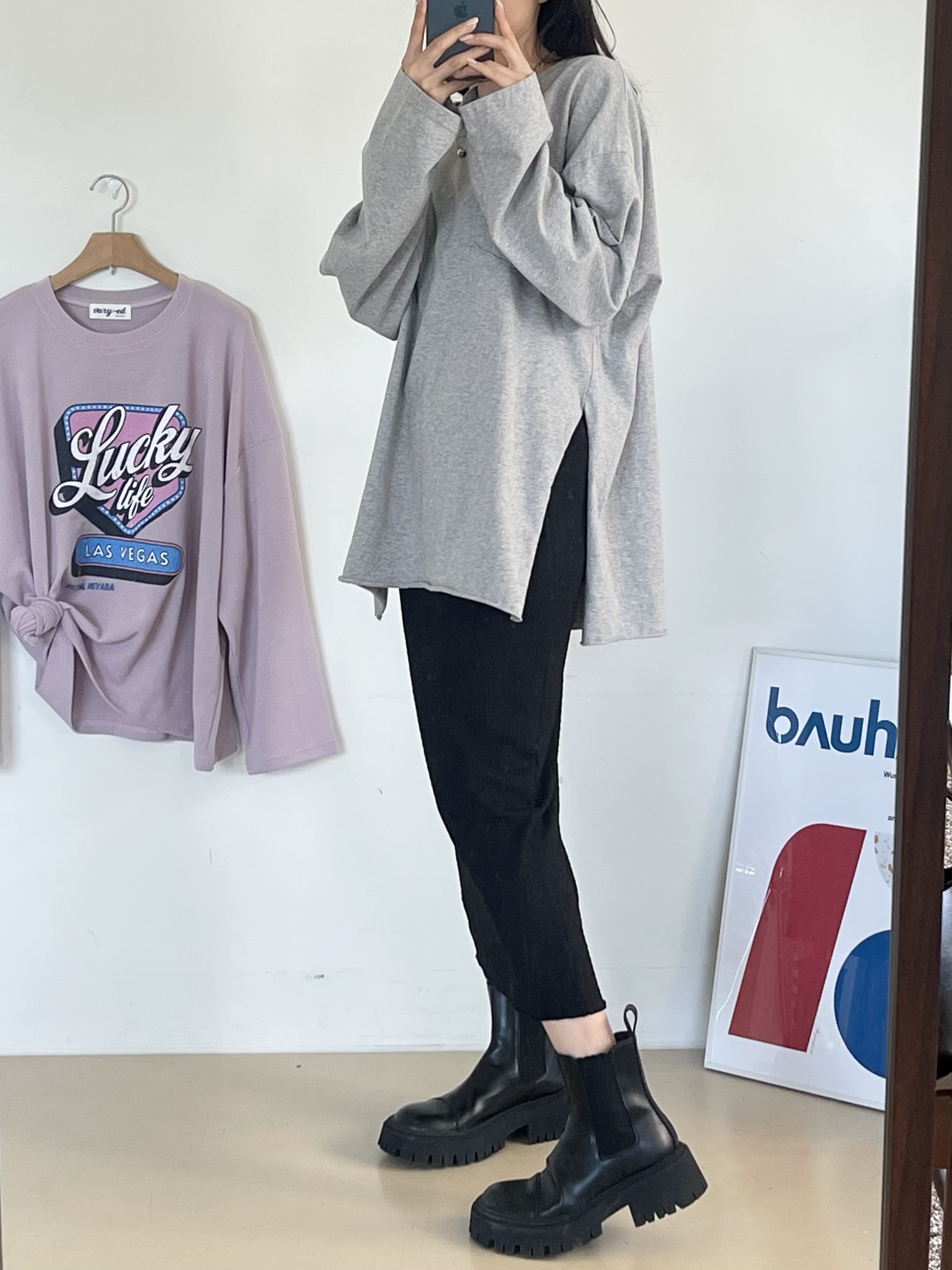ラウンドネックポケットボクシールーズ長袖Tシャツ | 詳細画像4