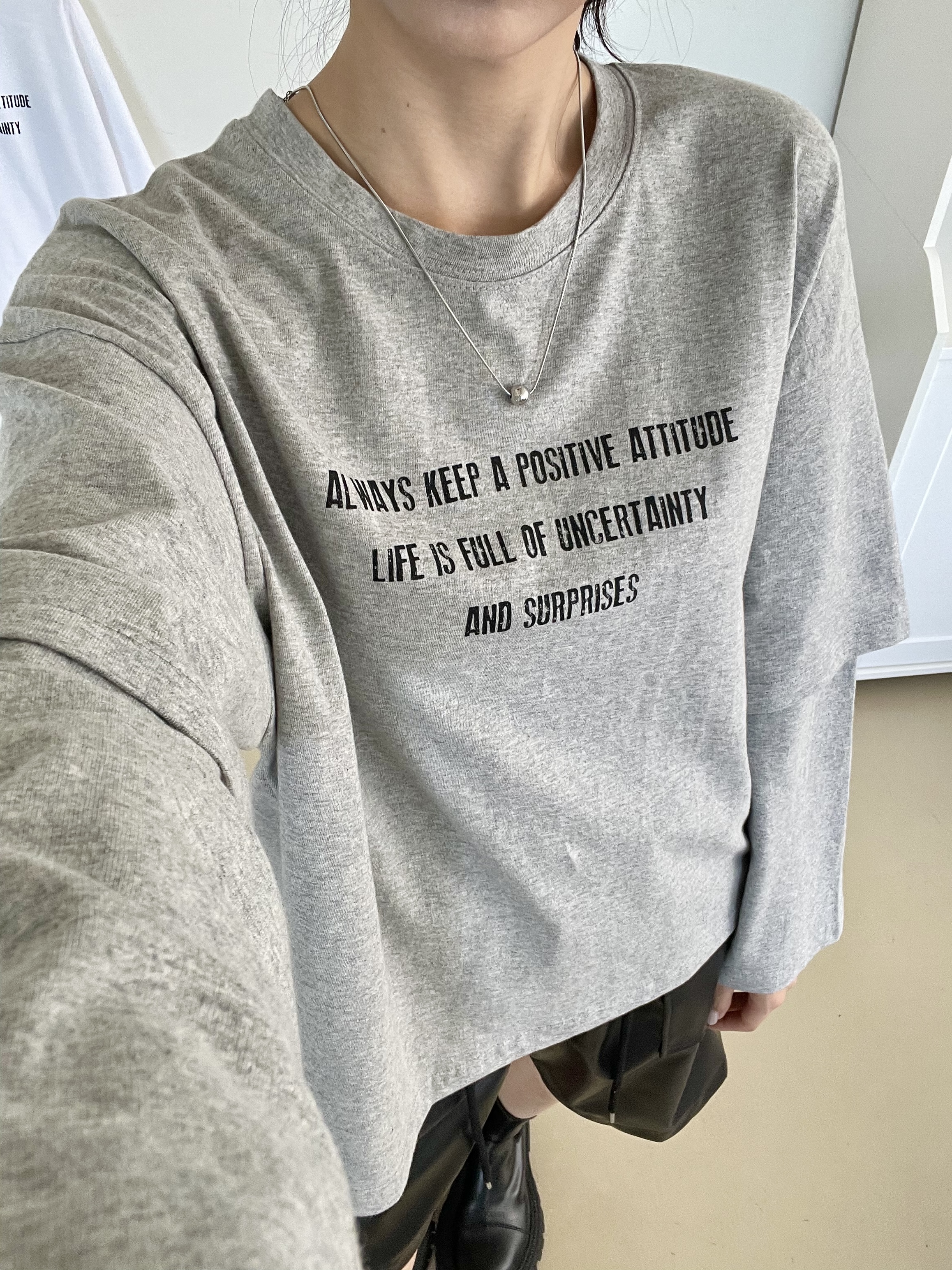 ラウンドネックレイヤード風長袖ロゴTシャツ | 詳細画像6
