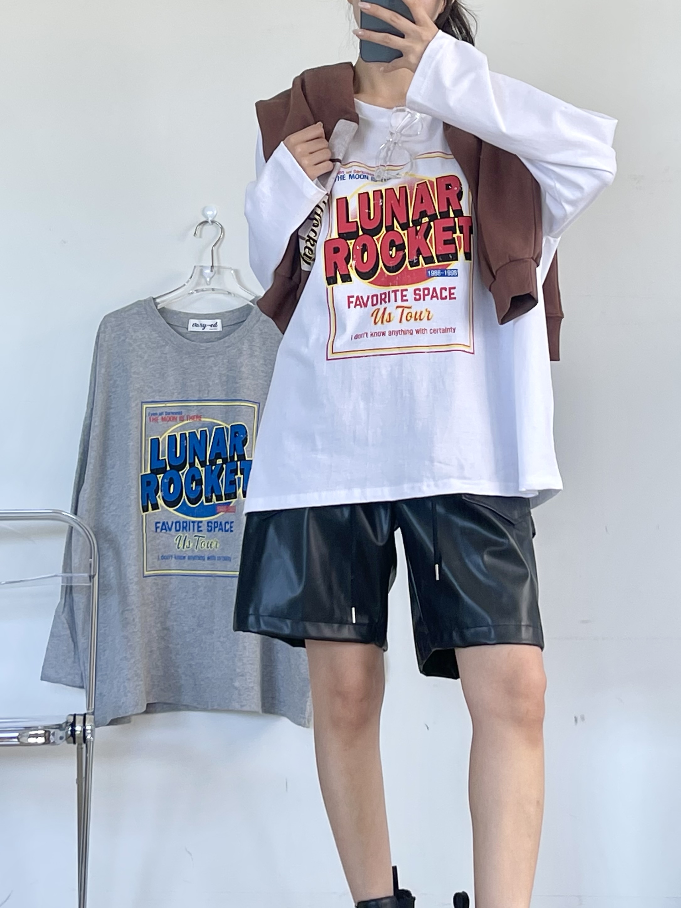 ラウンドネックボクシールーズ長袖ロゴTシャツ | 詳細画像4