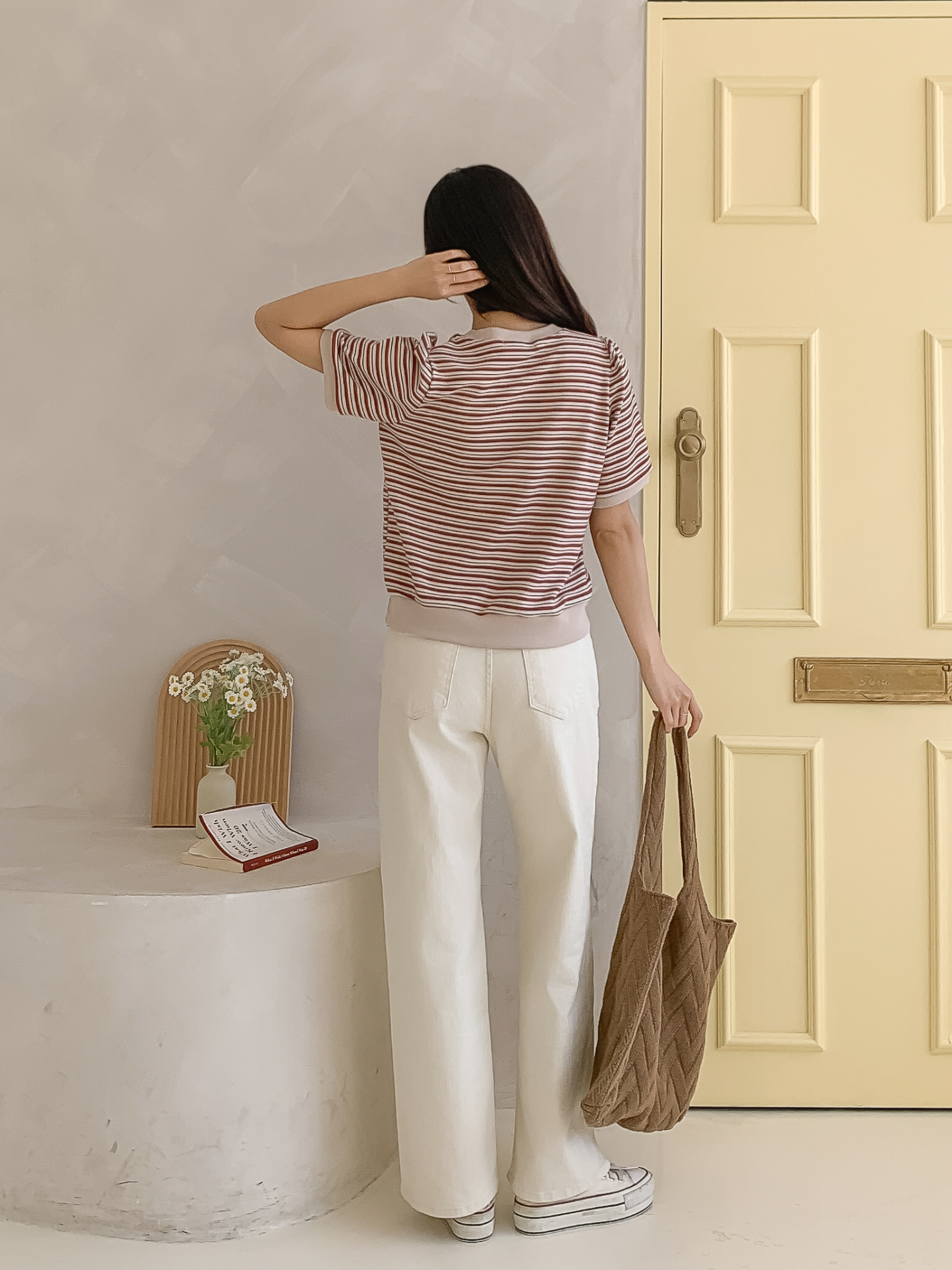 ラウンドネック半袖ボーダー配色Tシャツスウェット | 詳細画像24