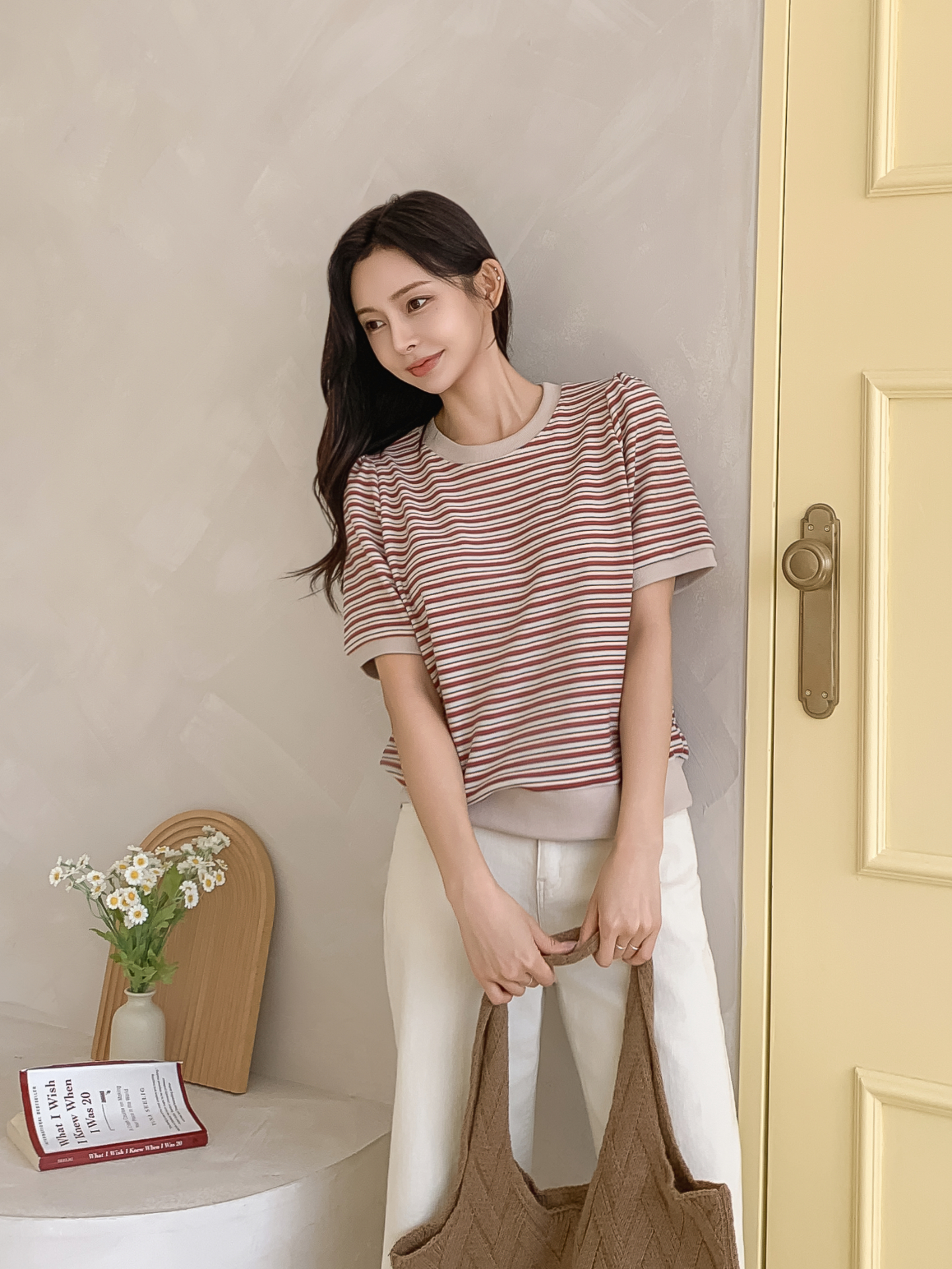 ラウンドネック半袖ボーダー配色Tシャツスウェット | 詳細画像25