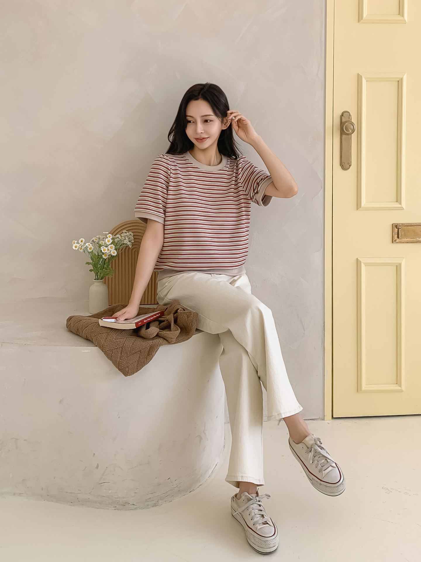 ラウンドネック半袖ボーダー配色Tシャツスウェット | 詳細画像28